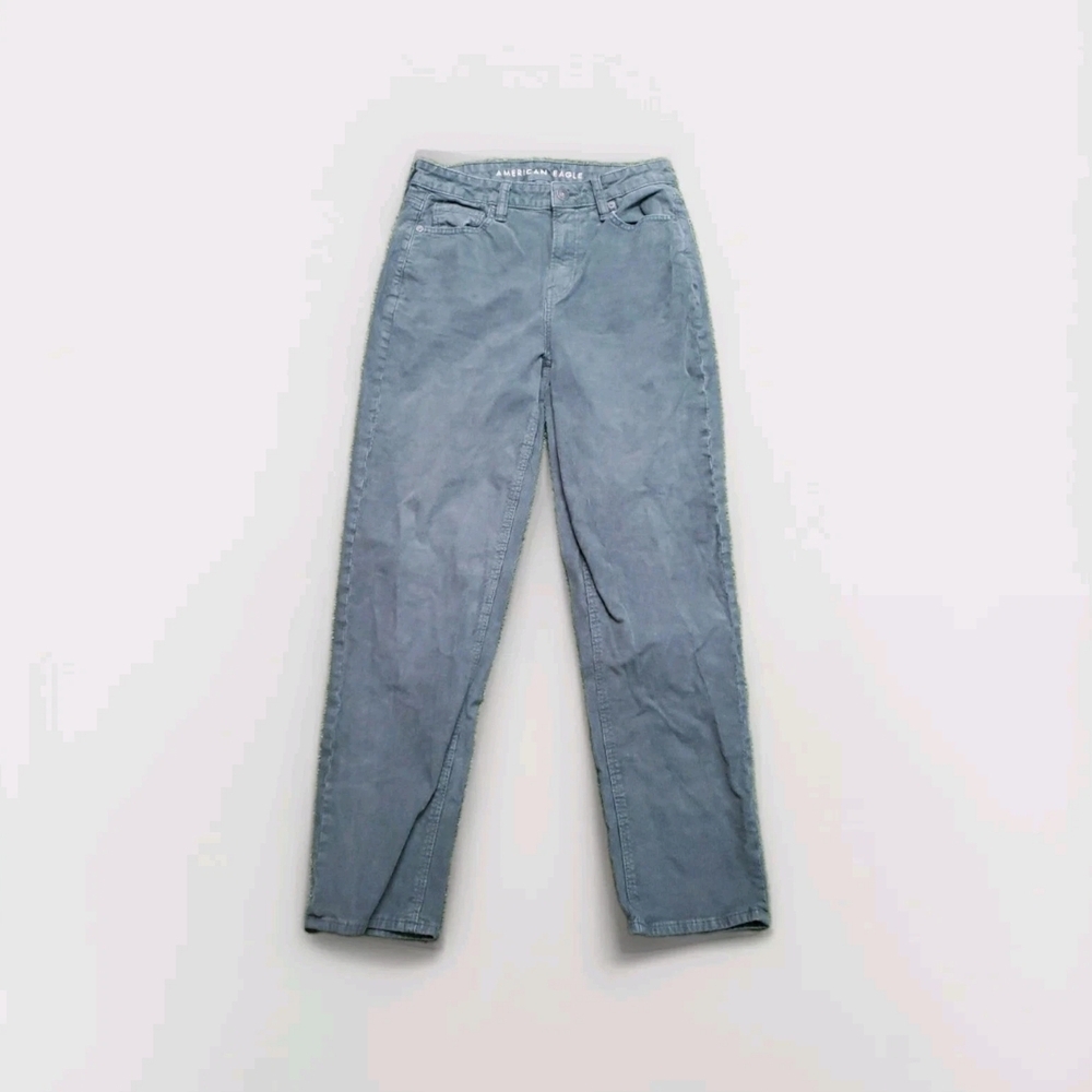 American Eagle “Mom Jean” Green Corduroy High Rise Stretch Size 4 Regular 4733